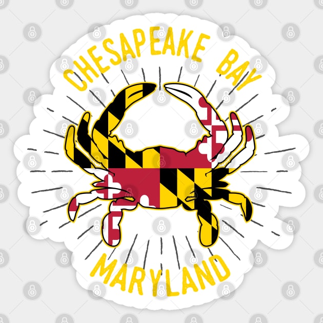 Chesapeake Bay Maryland Crab with MD State Flag Colors Sticker by sentinelsupplyco